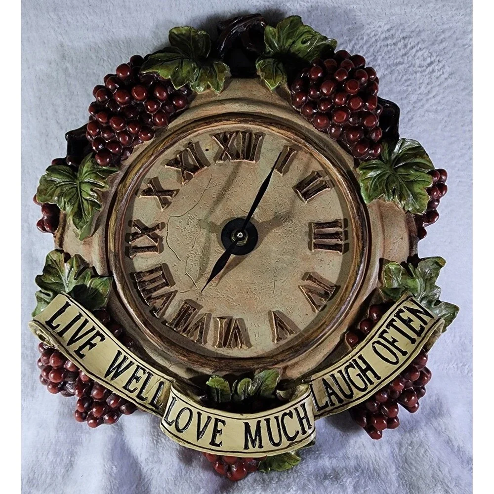Live, Love, Laugh Grapes Wall Clock- Battery operated